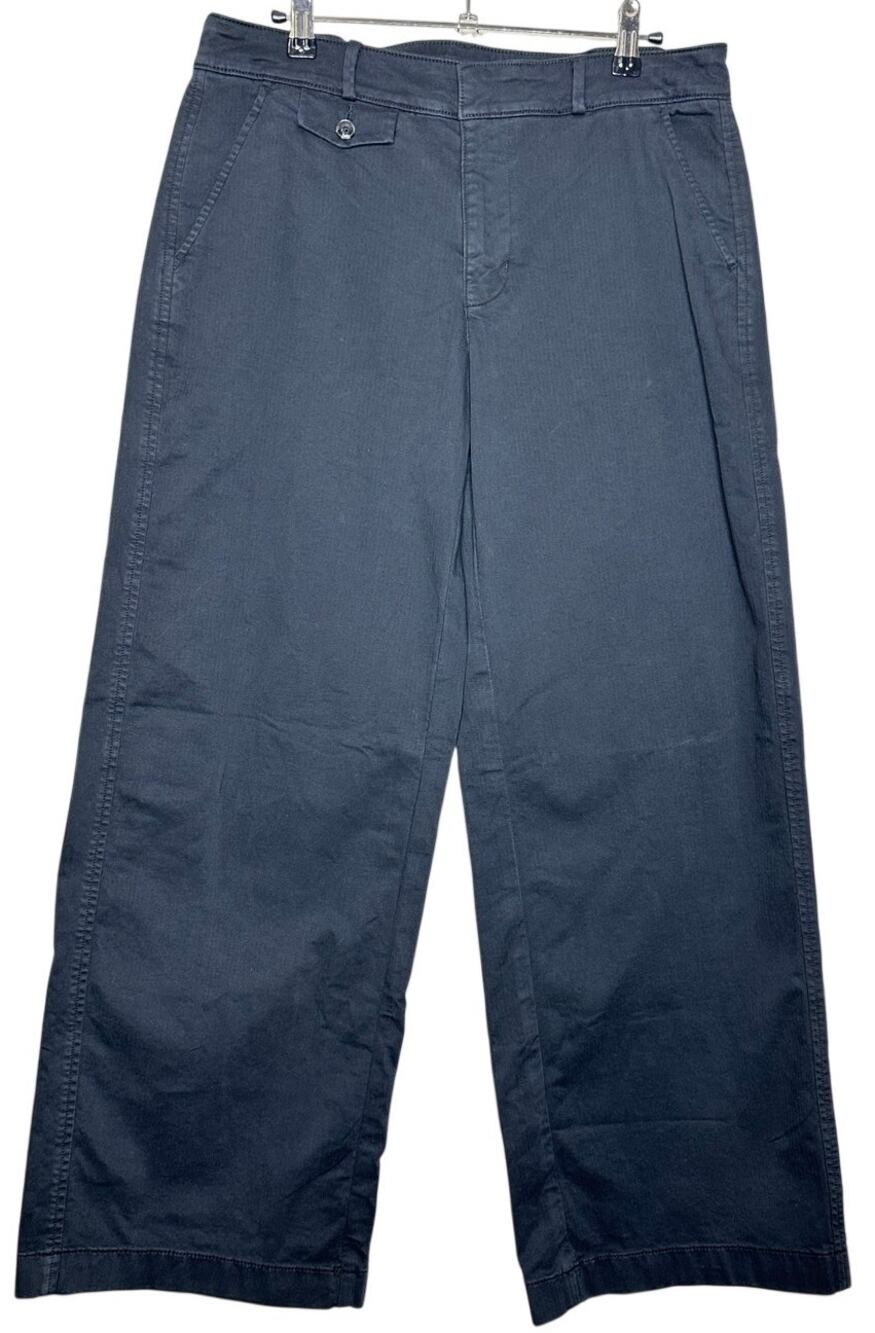 American Eagle Wide Leg Trouser Pants Stretch Black Herringbone Size 6